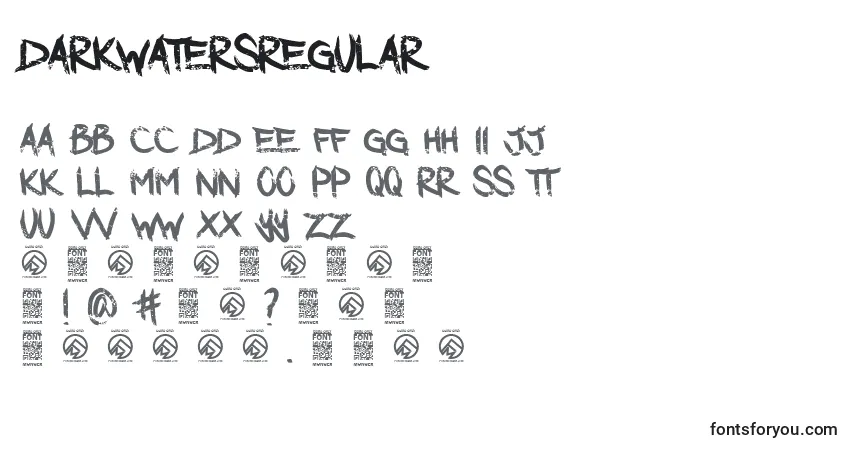 A fonte DarkwatersRegular – alfabeto, números, caracteres especiais