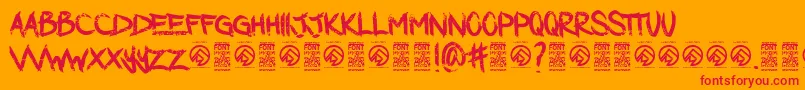 Fonte DarkwatersRegular – fontes vermelhas em um fundo laranja