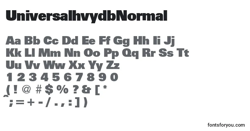 Czcionka UniversalhvydbNormal – alfabet, cyfry, specjalne znaki