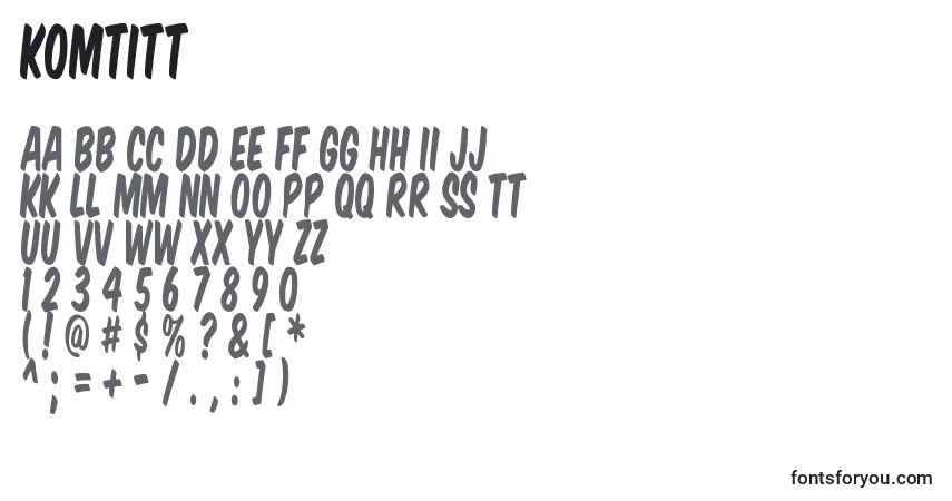 Czcionka Komtitt – alfabet, cyfry, specjalne znaki