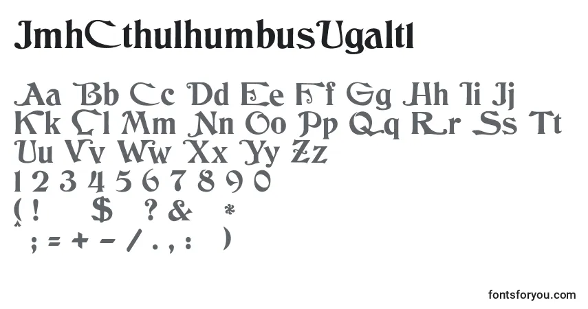 JmhCthulhumbusUgalt1-fontti – aakkoset, numerot, erikoismerkit