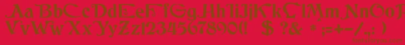 JmhCthulhumbusUgalt1-Schriftart – Braune Schriften auf rotem Hintergrund