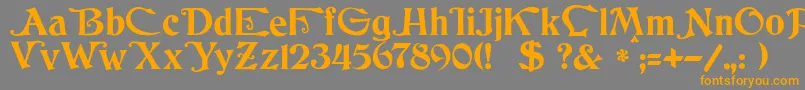 Weitere Informationen zur JmhCthulhumbusUgalt1-Schriftart JmhCthulhumbusUgalt1-Schriftart – Orangefarbene Schriften auf grauem Hintergrund