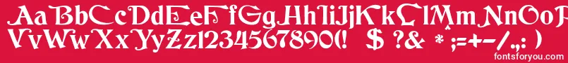 Fonte JmhCthulhumbusUgalt1 – fontes brancas em um fundo vermelho