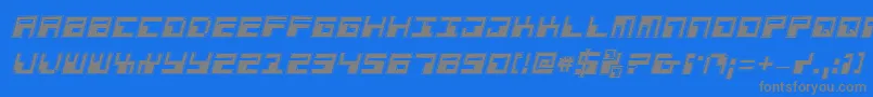 PhaserBankProItalic-Schriftart – Graue Schriften auf blauem Hintergrund