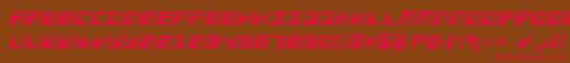 フォントPhaserBankProItalic – 赤い文字が茶色の背景にあります。