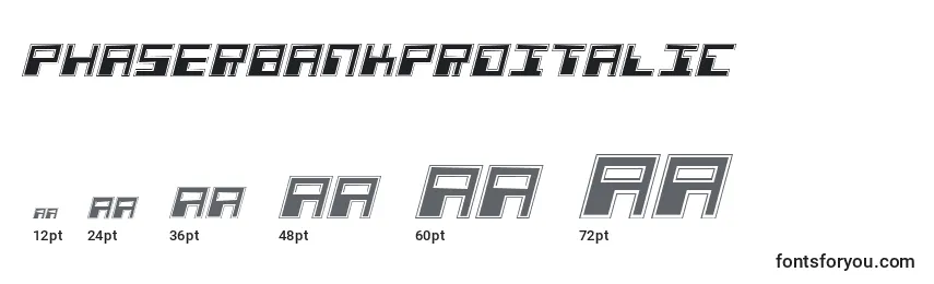 Размеры шрифта PhaserBankProItalic