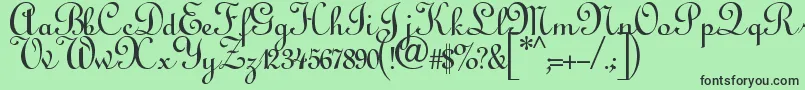 Fonte Annabel Script – fontes pretas em um fundo verde