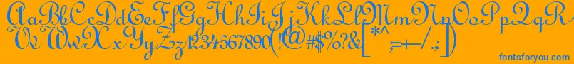 Annabel Script-Schriftart – Blaue Schriften auf orangefarbenem Hintergrund