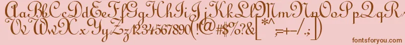 Fonte Annabel Script – fontes marrons em um fundo rosa