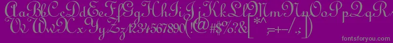 Annabel Script Font – Gray Fonts on Purple Background