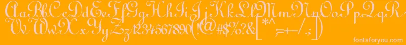 Annabel Script-Schriftart – Rosa Schriften auf orangefarbenem Hintergrund