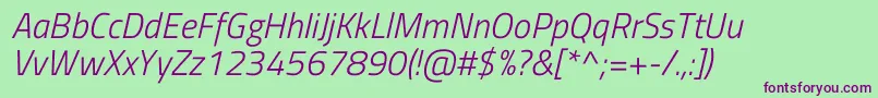 TitilliumwebLightitalic Font – Purple Fonts on Green Background