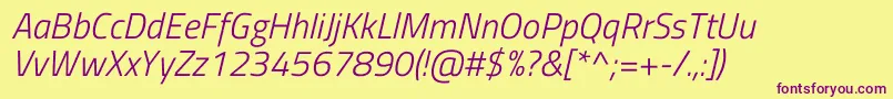 TitilliumwebLightitalic Font – Purple Fonts on Yellow Background