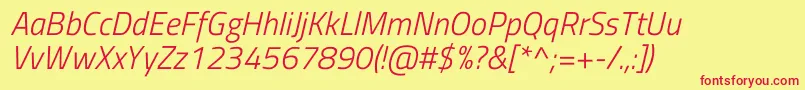 フォントTitilliumwebLightitalic – 赤い文字の黄色い背景