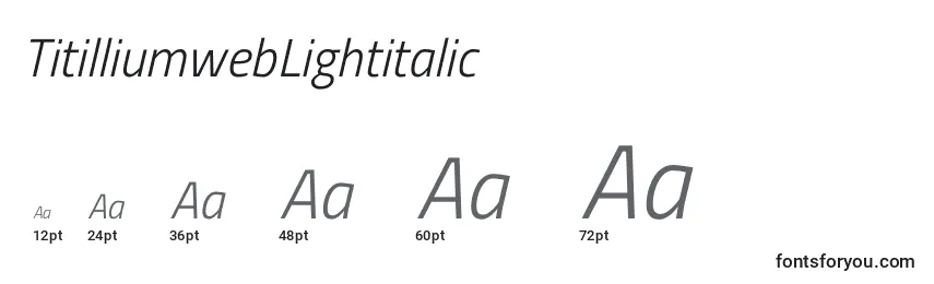 Размеры шрифта TitilliumwebLightitalic