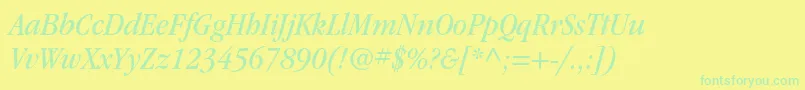 ItcgaramondstdBknarrowita Font – Green Fonts on Yellow Background