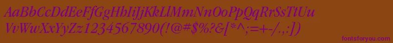 Шрифт ItcgaramondstdBknarrowita – фиолетовые шрифты на коричневом фоне
