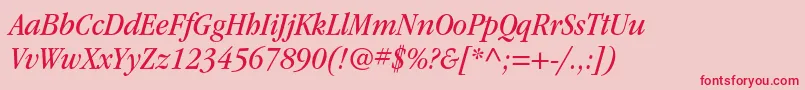 Fonte ItcgaramondstdBknarrowita – fontes vermelhas em um fundo rosa