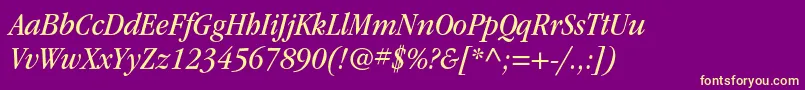 ItcgaramondstdBknarrowita-Schriftart – Gelbe Schriften auf violettem Hintergrund