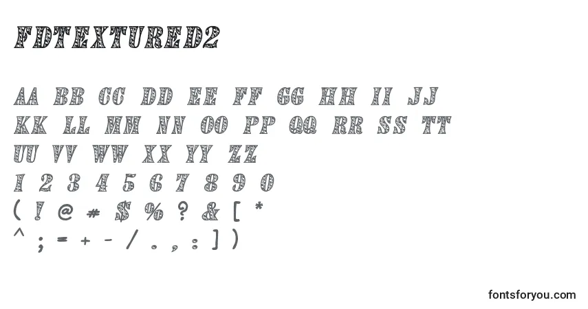 Schriftart FdTextured2 – Alphabet, Zahlen, spezielle Symbole