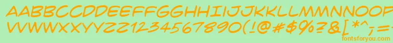 フォントCrimfbrg – オレンジの文字が緑の背景にあります。