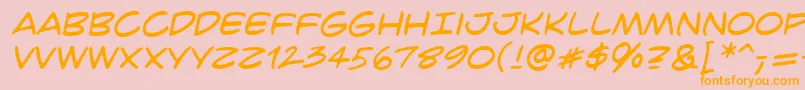 Crimfbrg-Schriftart – Orangefarbene Schriften auf rosa Hintergrund