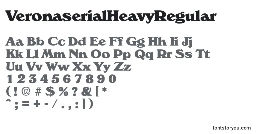 Czcionka VeronaserialHeavyRegular – alfabet, cyfry, specjalne znaki