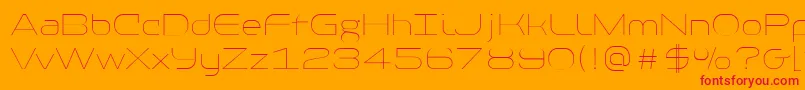 PfbaselineproExtrathin-Schriftart – Rote Schriften auf orangefarbenem Hintergrund