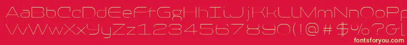 PfbaselineproExtrathin-Schriftart – Gelbe Schriften auf rotem Hintergrund