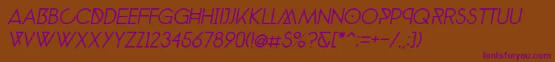 PhantomLightItalic40 Font – Purple Fonts on Brown Background