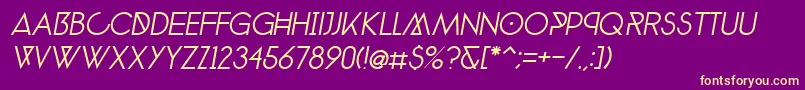 PhantomLightItalic40 Font – Yellow Fonts on Purple Background
