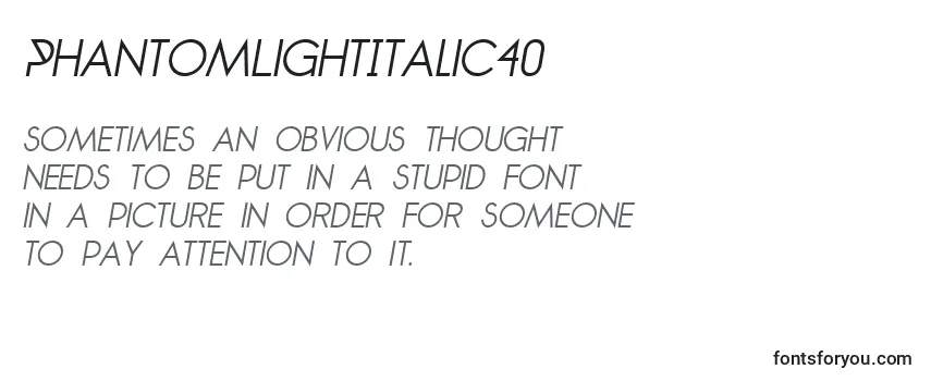 PhantomLightItalic40 Font
