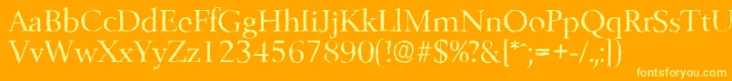 BelfastantiqueRegular-Schriftart – Gelbe Schriften auf orangefarbenem Hintergrund