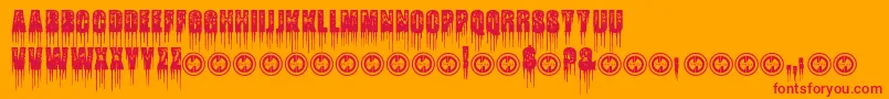 Fonte FatalFrostPersonalUseOnly – fontes vermelhas em um fundo laranja