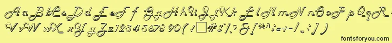 HelenaRegular-fontti – mustat fontit keltaisella taustalla
