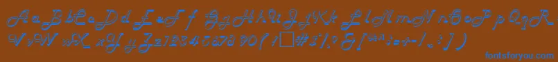 フォントHelenaRegular – 茶色の背景に青い文字