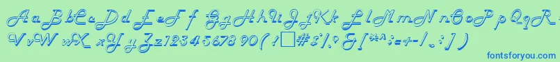 フォントHelenaRegular – 青い文字は緑の背景です。