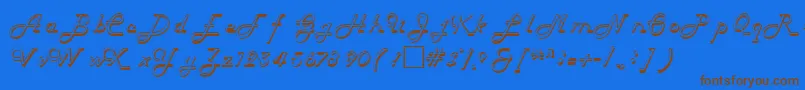 フォントHelenaRegular – 茶色の文字が青い背景にあります。