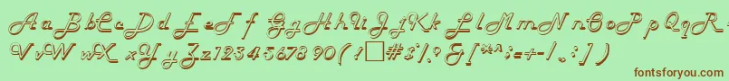 HelenaRegular-fontti – ruskeat fontit vihreällä taustalla