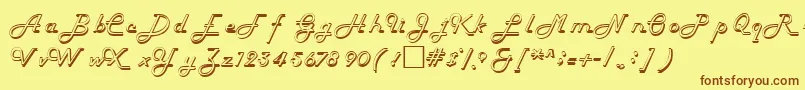 HelenaRegular-Schriftart – Braune Schriften auf gelbem Hintergrund