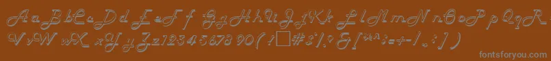 HelenaRegular-fontti – harmaat kirjasimet ruskealla taustalla