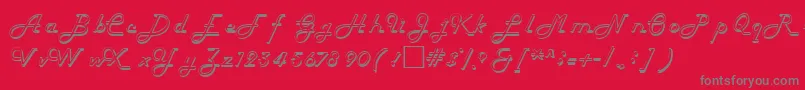 HelenaRegular-fontti – harmaat kirjasimet punaisella taustalla