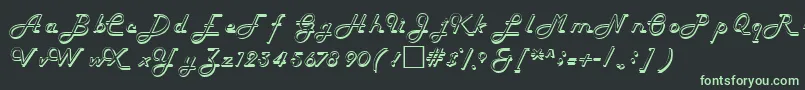 フォントHelenaRegular – 黒い背景に緑の文字