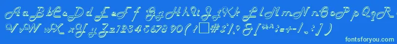 HelenaRegular Font – Green Fonts on Blue Background