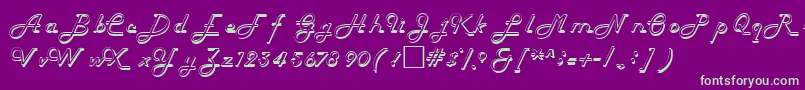 HelenaRegular-fontti – vihreät fontit violetilla taustalla