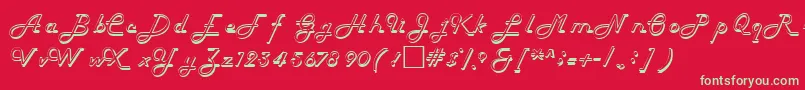 HelenaRegular-fontti – vihreät fontit punaisella taustalla
