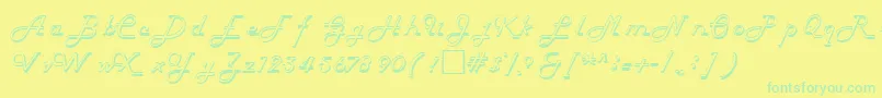 フォントHelenaRegular – 黄色い背景に緑の文字
