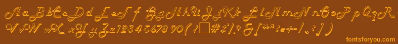 フォントHelenaRegular – オレンジ色の文字が茶色の背景にあります。