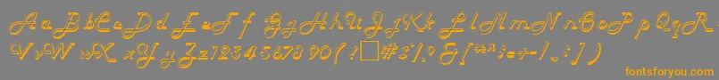 フォントHelenaRegular – オレンジの文字は灰色の背景にあります。